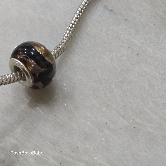 Murano .925 stearling silver center core glass bead fits pandora type bracelets - Picture 15 of 15